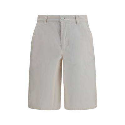 White cotton bermuda shorts, White, medium