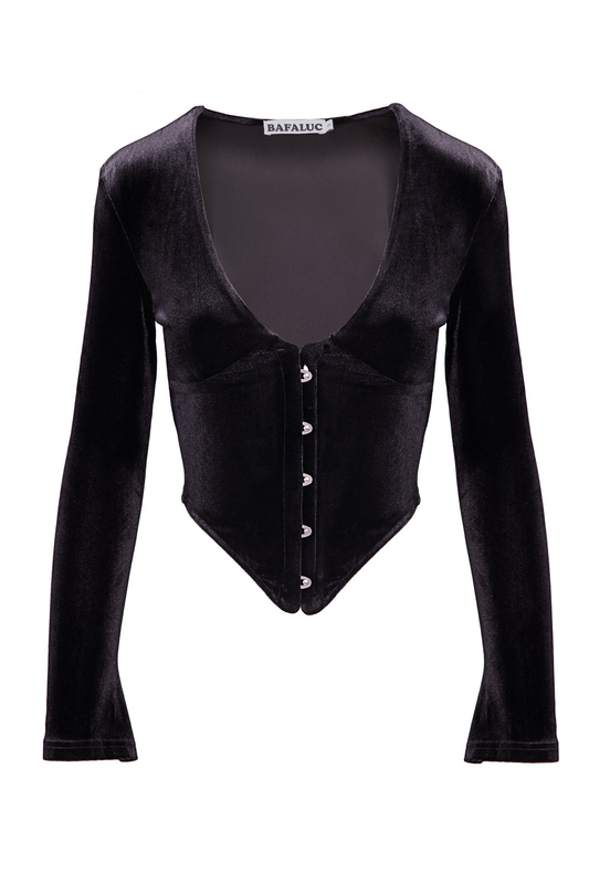 Corsetry velvet top-null
