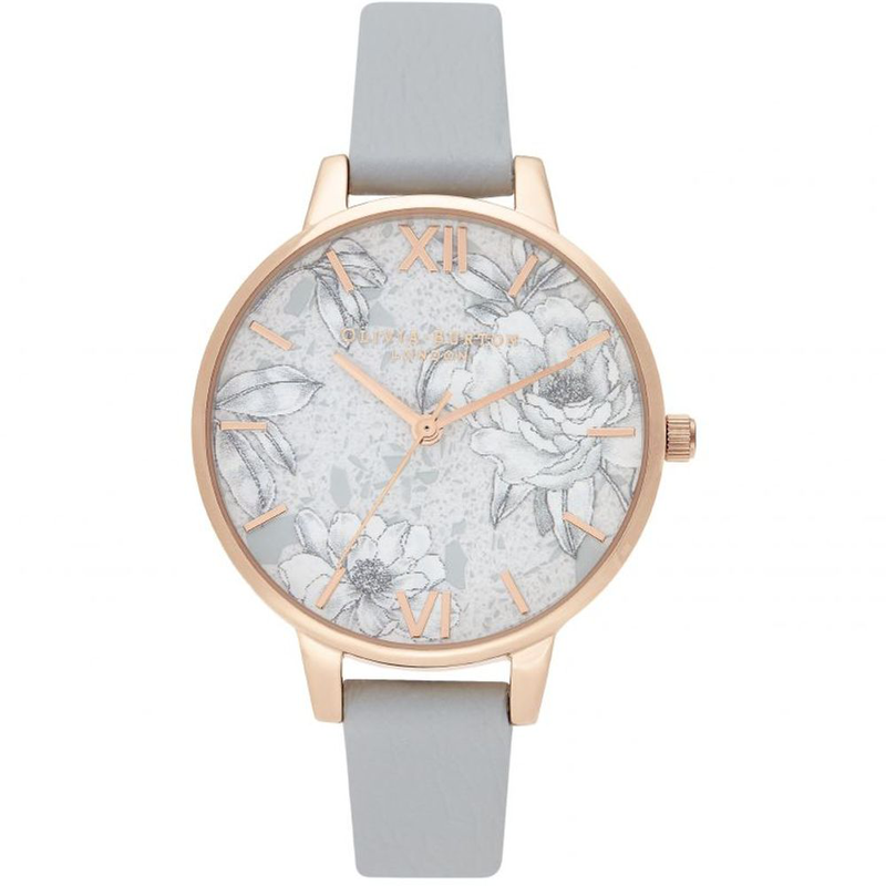 Gray artificial leather dress watch-null
