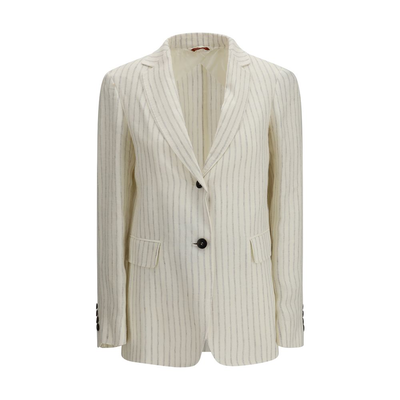 Beige linen blazer, Beige, medium