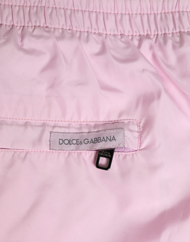 Pink nylon logo side stripe beachwear men swimwear-null