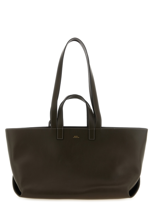 Brown cowhide tote bag-null