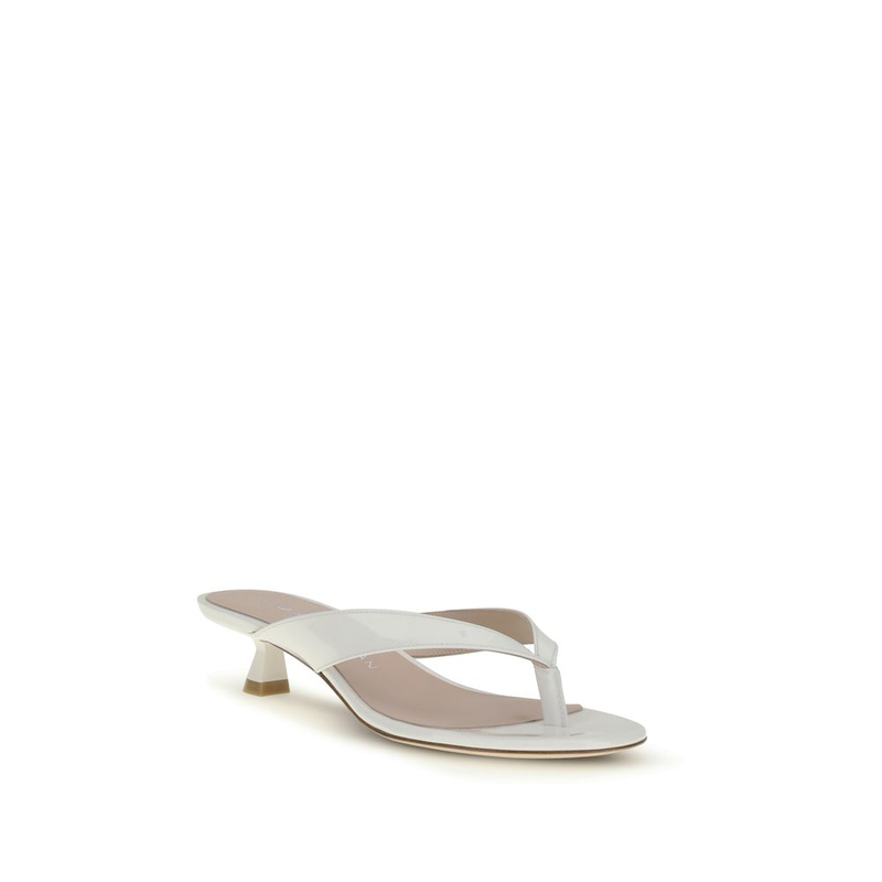 White calf leather bos taurus flat sandals-null