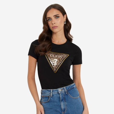 Triangle leopard tee, Black, medium