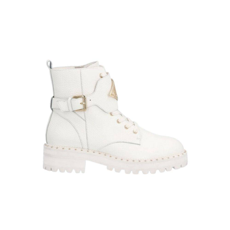 Pink 127 biker leather combat boots-null