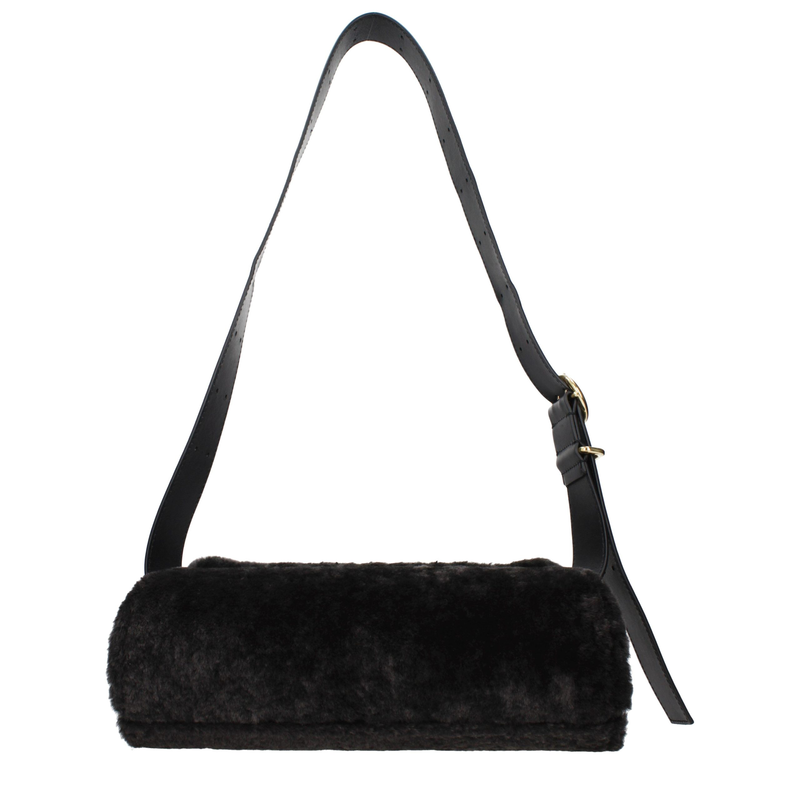 Black fur crossbody bag-null