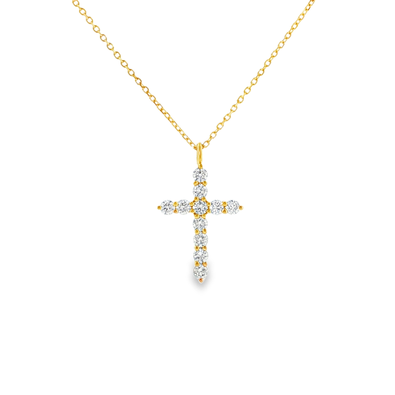 18k yellow gold diamond cross necklace-null