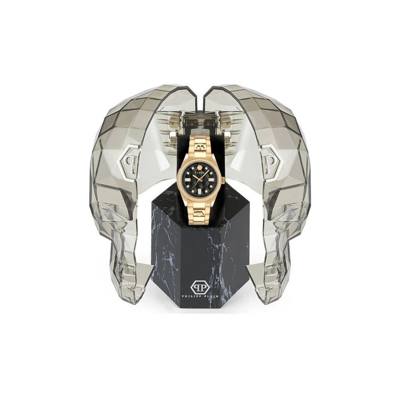 Gold stainless steel dress watch-null