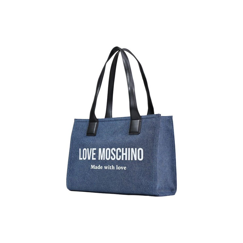 Blue cotton handbag-null