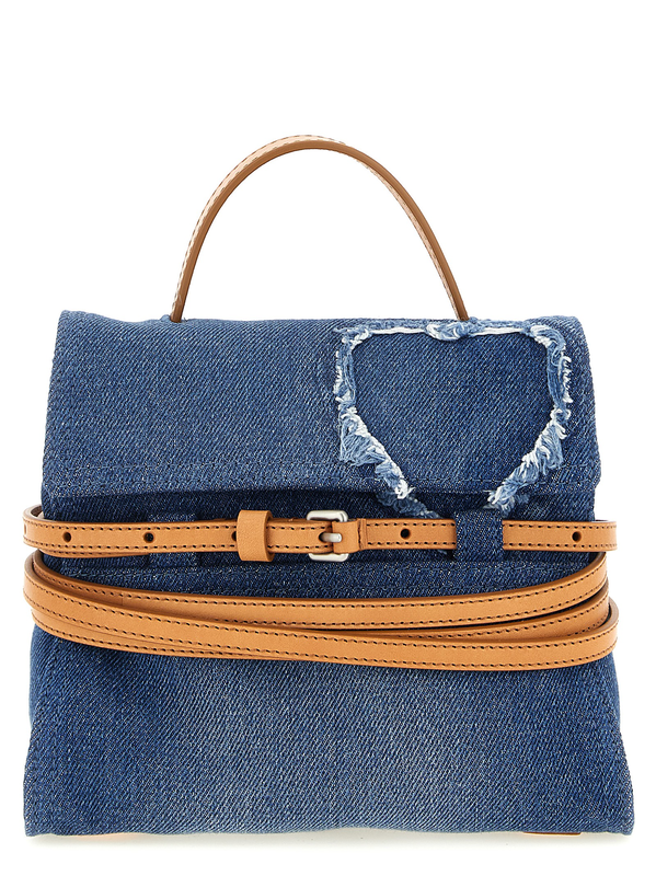 Blue cotton handbag-null
