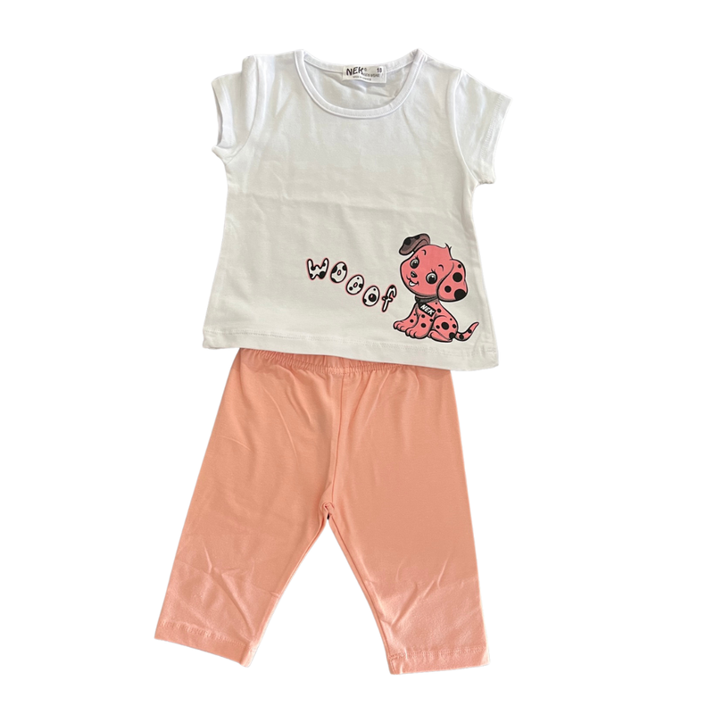 Nek kids wear infant girls short set white/orange 72125-178 image number null