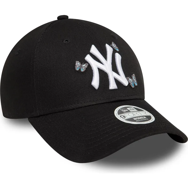 New era curved brim women 9twenty icon butterflies new york yankees mlb black adjustable cap-null