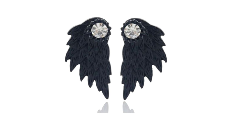 Product image: Σκουλαρίκια angel wings με κρύσταλλα swarovski - χρώμα black-null