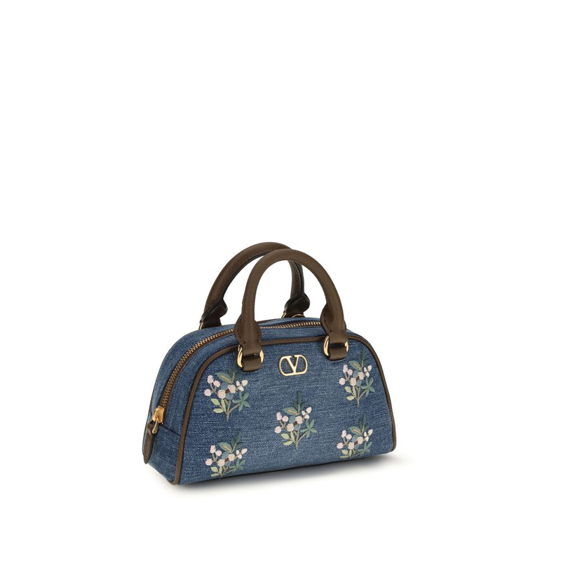 Blue fabric handbag-null