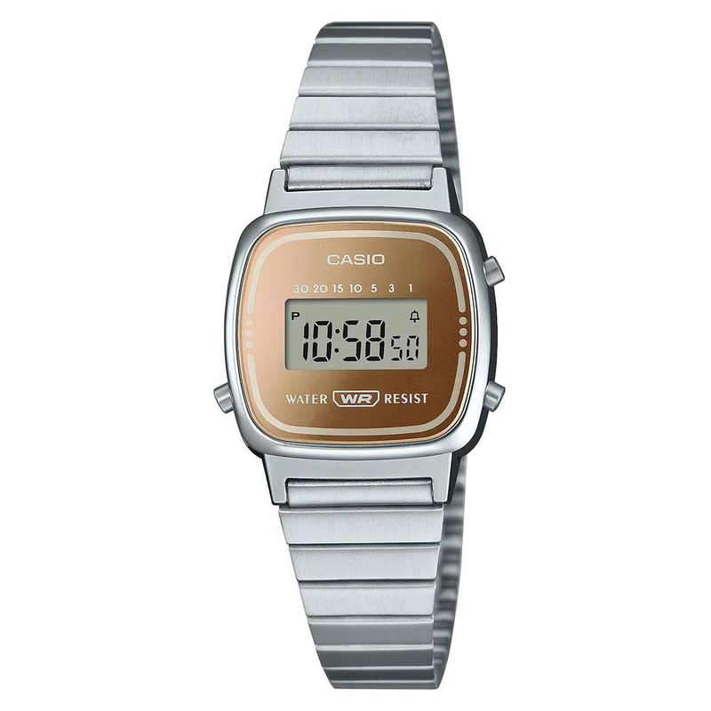 Gray stainless steel digital watch-null
