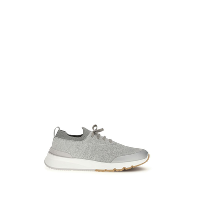 Gray cotton athletic sneakers, Grey, medium