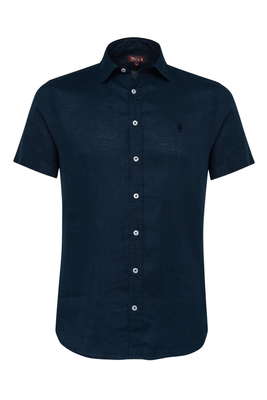 Mcs s/s linen shirt, Navy, medium