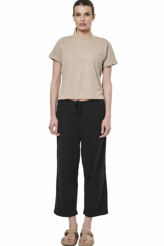 Women's natural dye slub beach crop pants-null