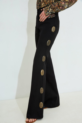 Rebecca bell-bottom trousers, Black, medium