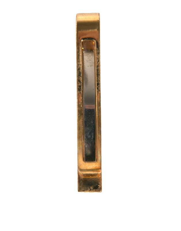 Gold tone brass logo branded tie clip bar-null