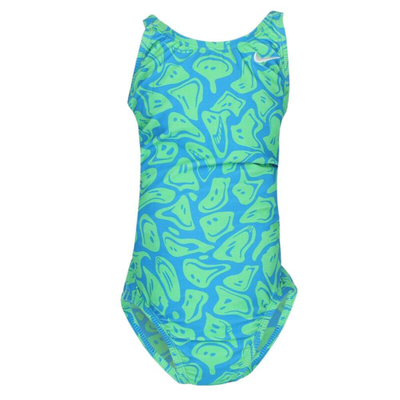 Girls performance fastback swimsuit, Green, medium