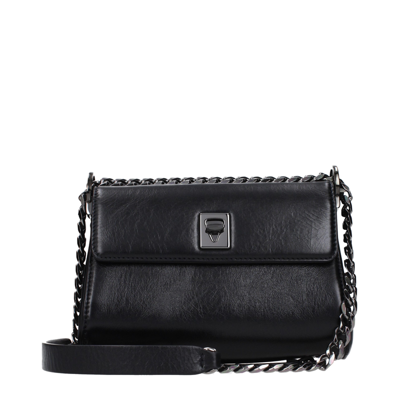 Black leather crossbody bag-null