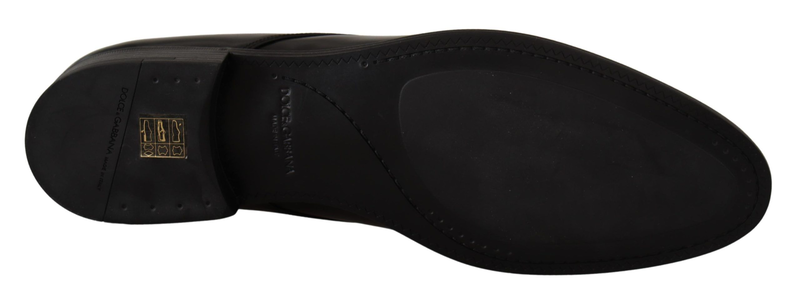 Black leather lace up formal derby shoes-null