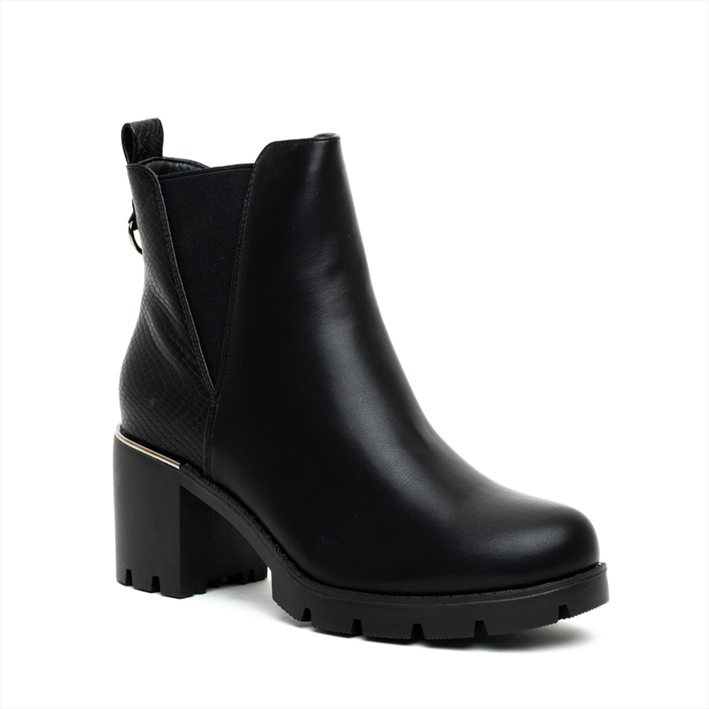 Miss belgini textured back detail medium block heel ankle boots-null