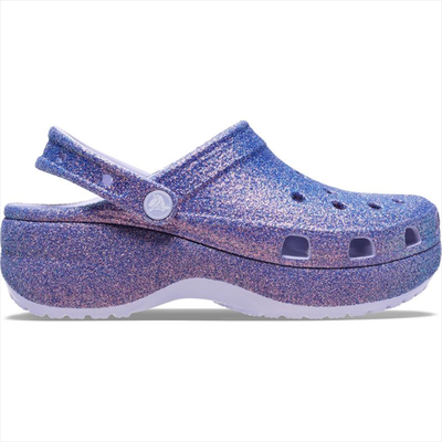 Crocs classic platform iridescent glitter clog 211024, Purple, medium