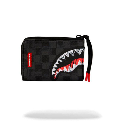 Sprayground scribble shark wallet, Black, medium