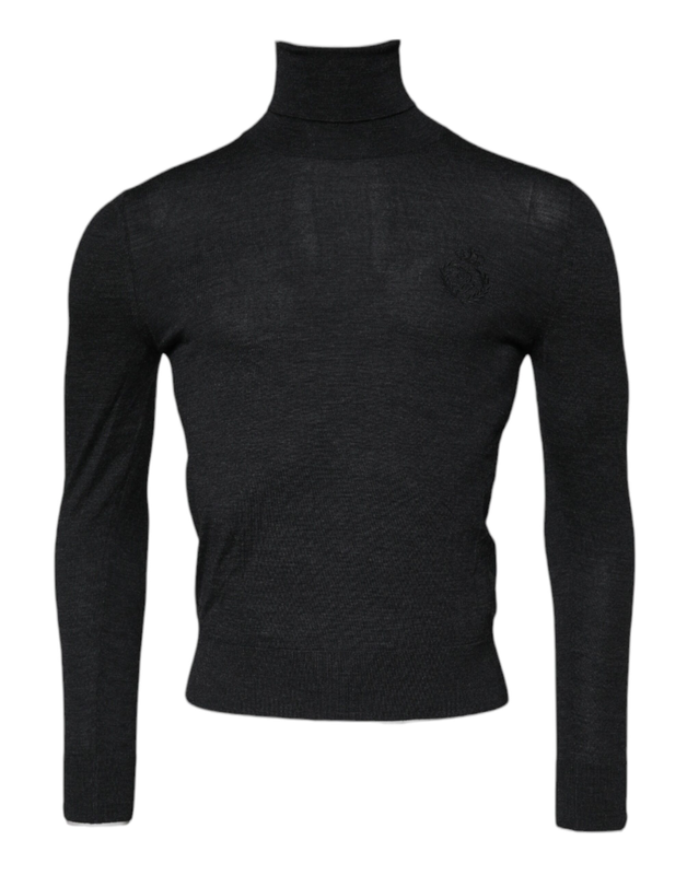 Black wool turtle neck men pullover sweater-null