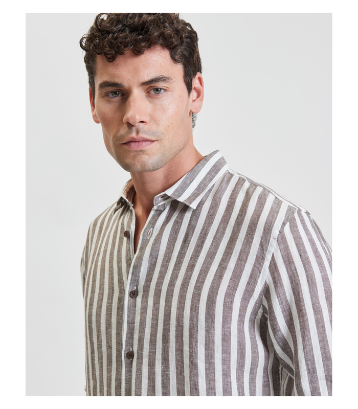 Gianni lupo striped linen shirt-null