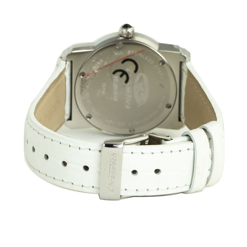 White leather dress watch-null