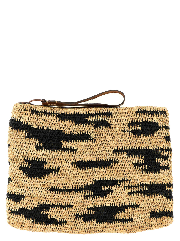 Multicolor raffia clutch bag-null
