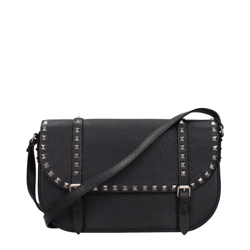 Black leather crossbody bag-null