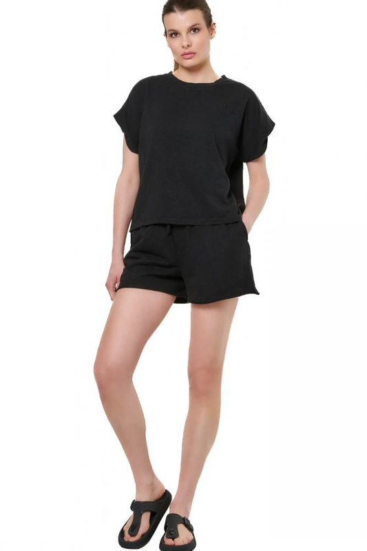 Women's natural dye slub beach shorts-null