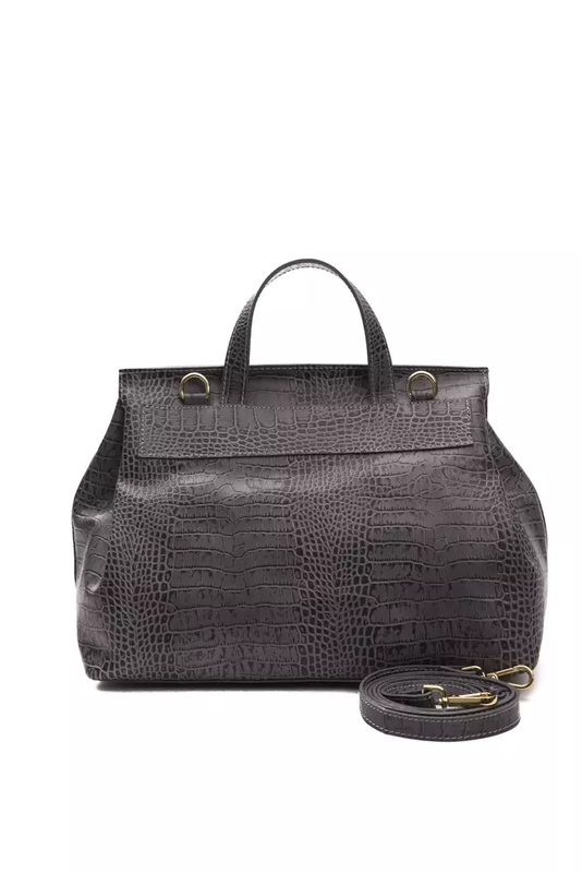 Gray leather women shoulder bag-null