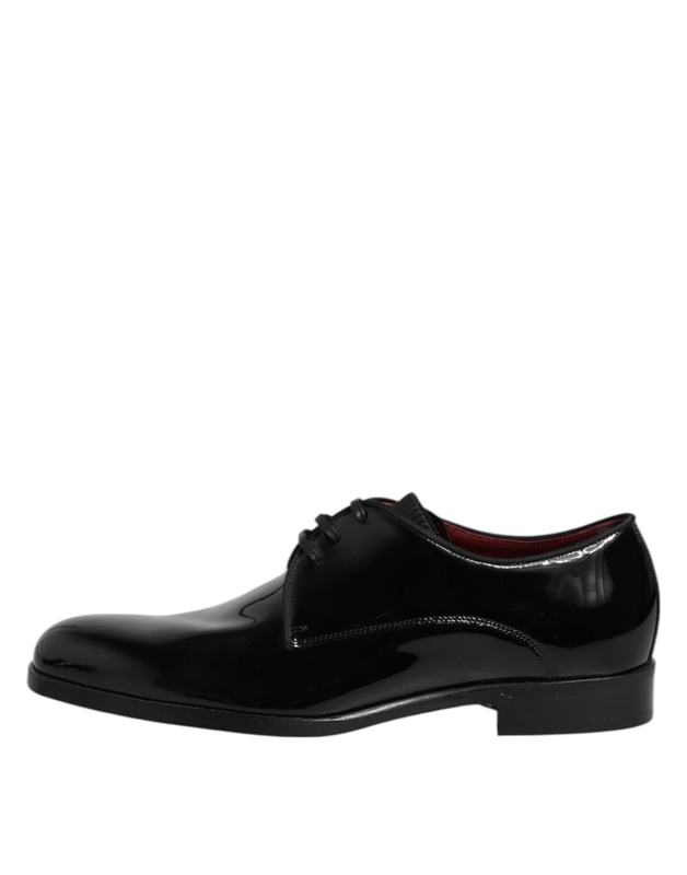 Black leather lace up men derby formal shoes-null