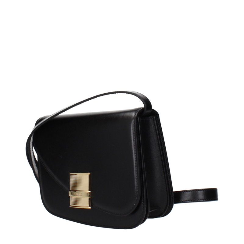 Black leather crossbody bag-null