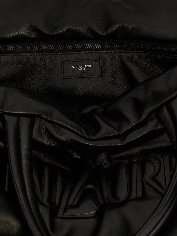 Black lamb leather tote bag-null