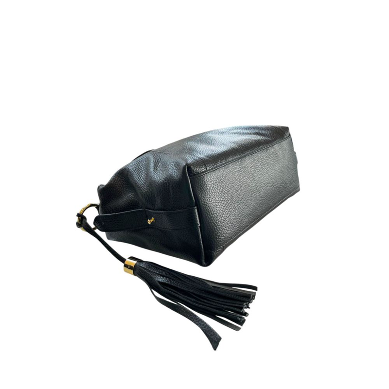 Black leather women handbag-null
