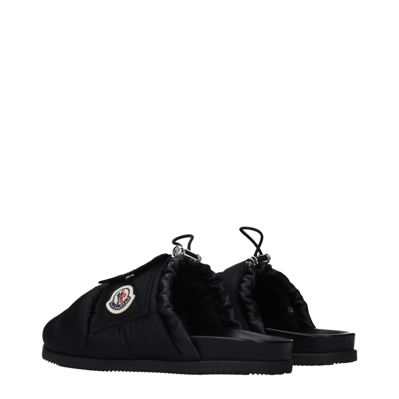 Black fabric slippers-null