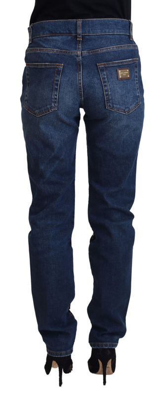 Black floral lace front skinny denim jeans-null