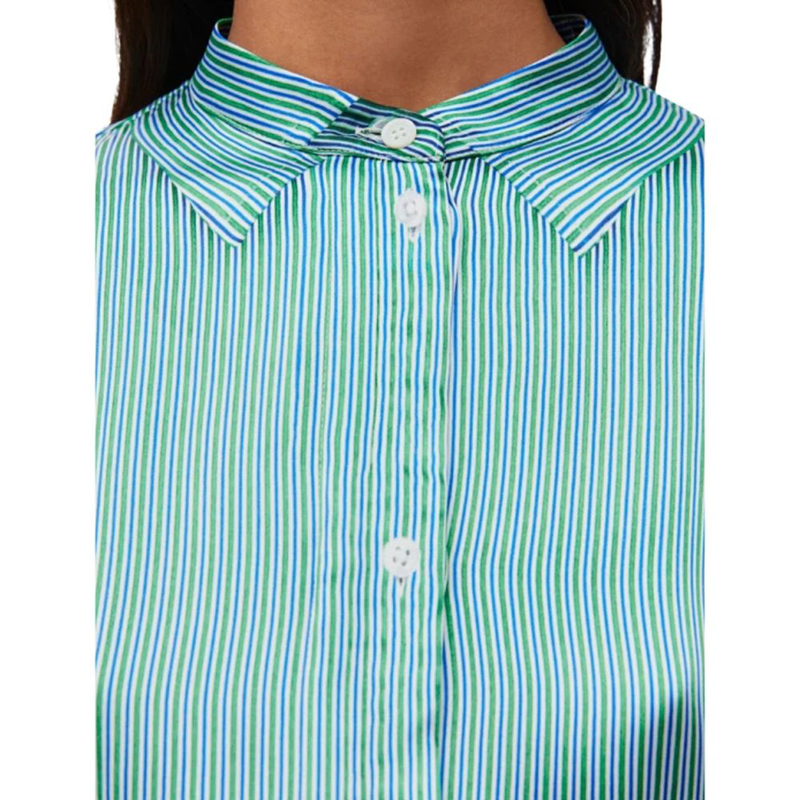 Blue silk pattern shirt-null