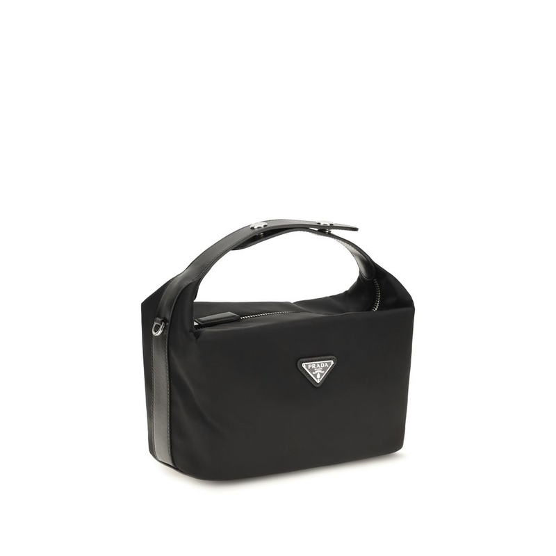 Black recycled polyamide handbag-null