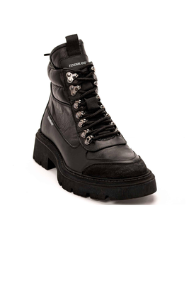 Leather men shoes, Black, medium