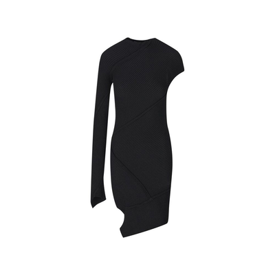 Black polyester casual dress, Black, medium