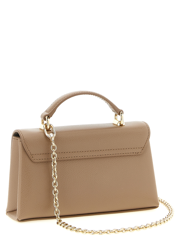 Beige calfskin crossbody bag-null
