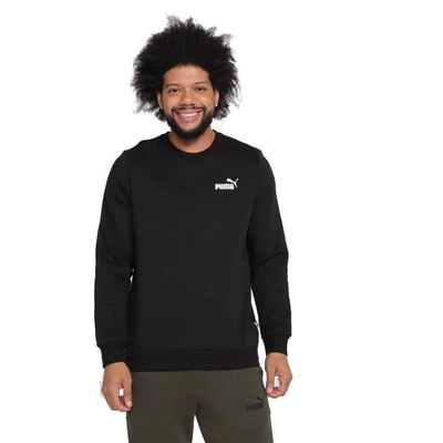 Essentials small logo fleece crew, Black, medium