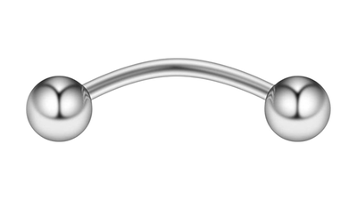 Surgical steel curved barbell ball silver, , medium